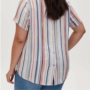 Torrid Top Blouse Women’s Size 5 Abbey Gauze Short Sleeve Button Down Back